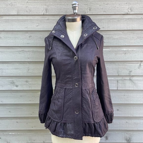 Women's Purple Leather Danier Jacket - Picture 2 of 8